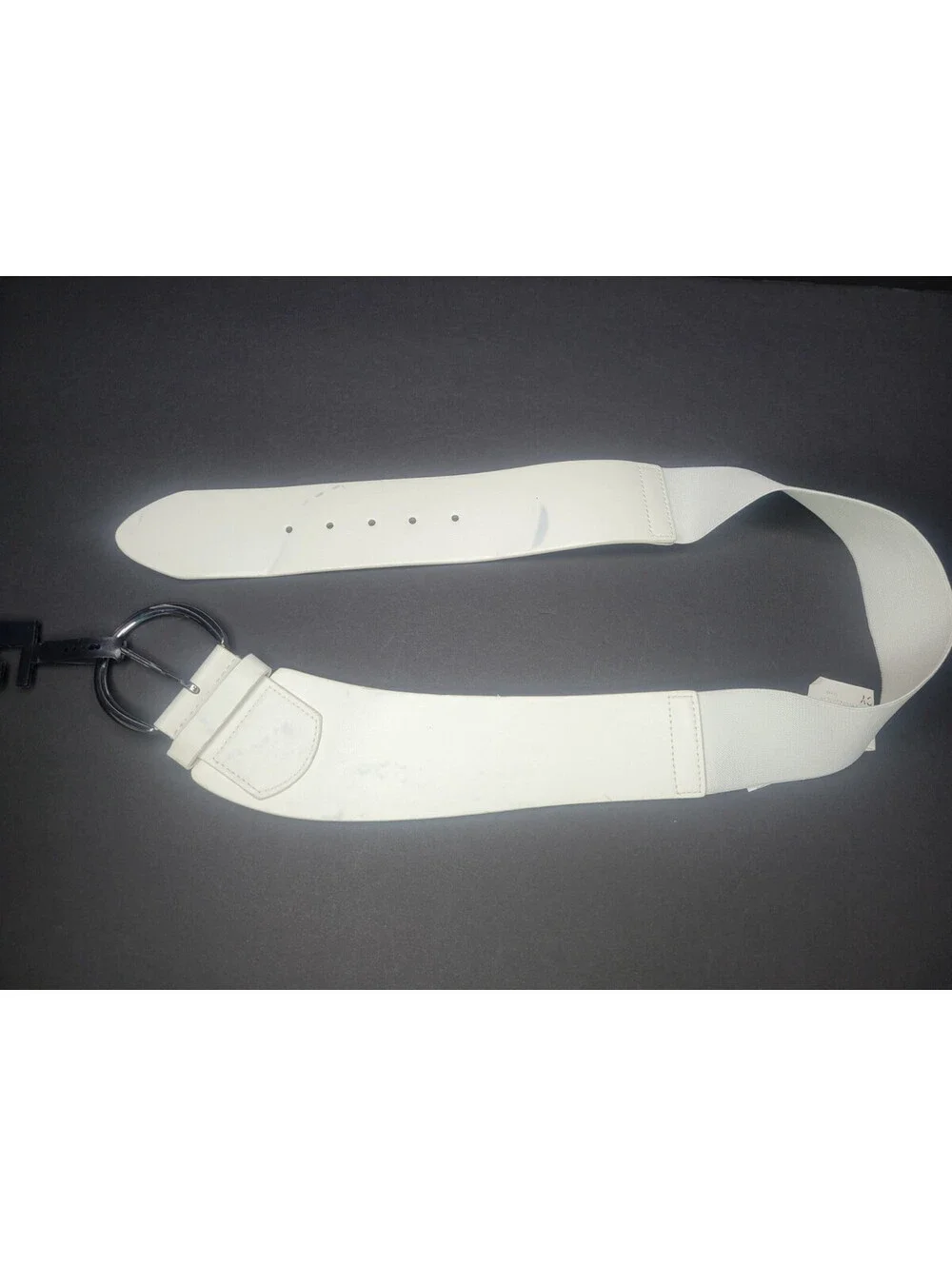 INC INTERNATIONAL CONCEPTS Womens Wide Stretch belt white M/L